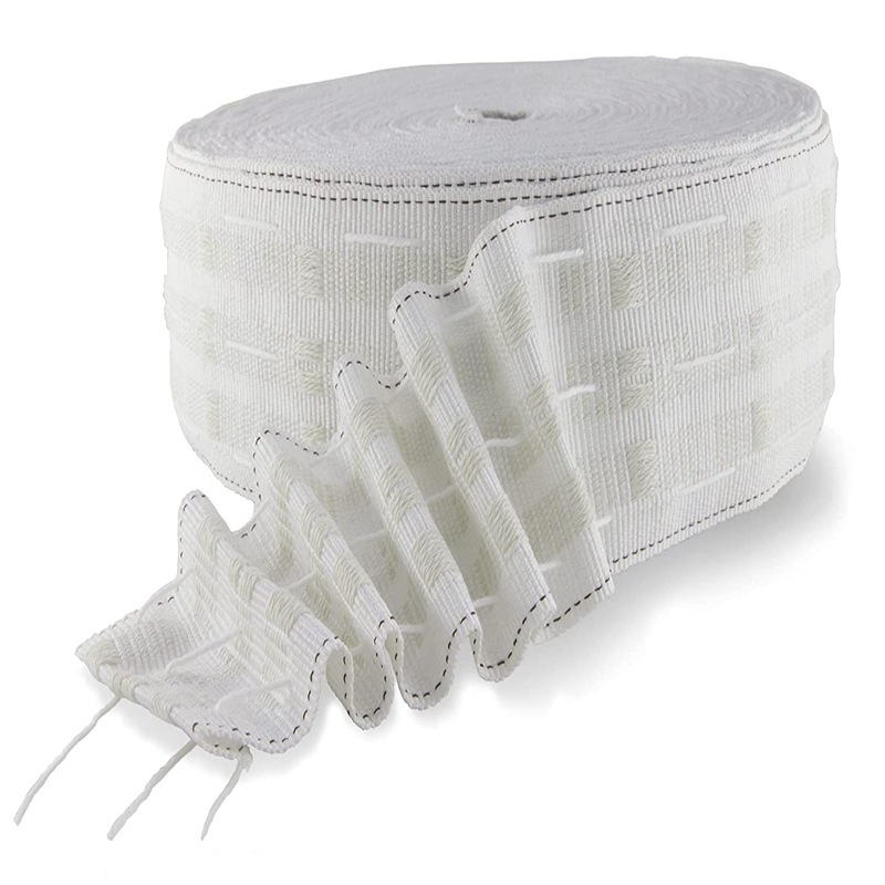Sada 10 m elastickej látky na závesy, zosilnený háčik pás, 8 cm pás na záves, polyester-bavlna tkanina