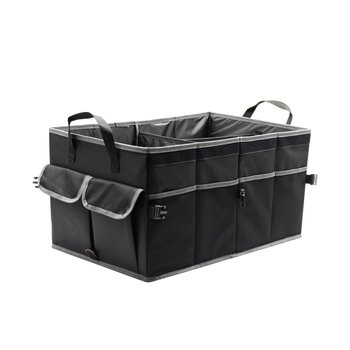 Dvojoddielový organizér do batožinového priestoru auta, veľká kapacita 63 L, čierny 600D polyester, s vekom
