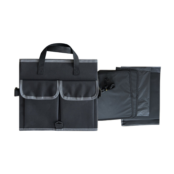 Dvojoddielový organizér do batožinového priestoru auta, veľká kapacita 63 L, čierny 600D polyester, s vekom
