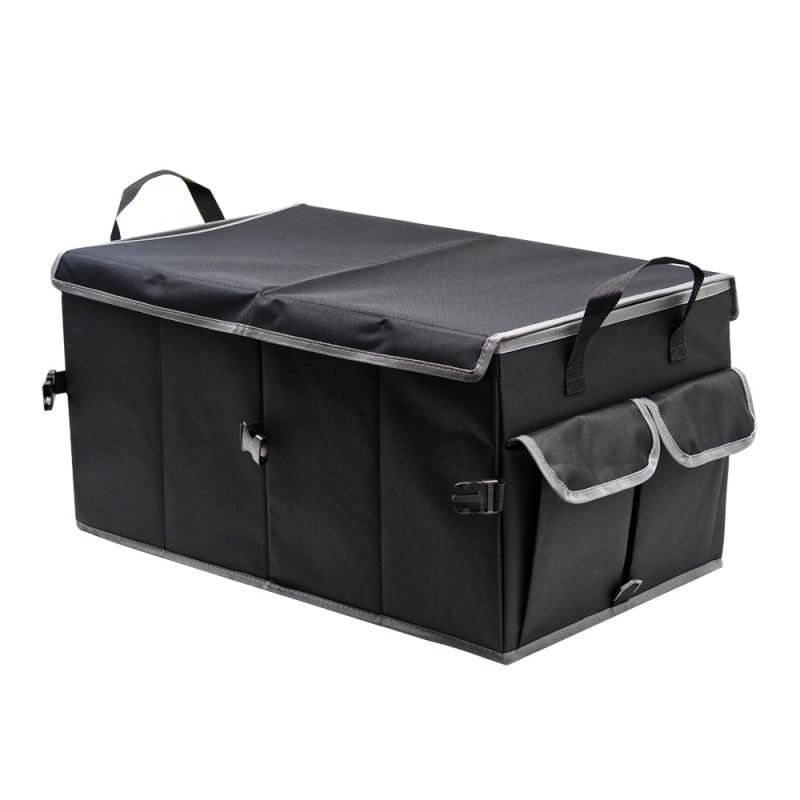 Dvojoddielový organizér do batožinového priestoru auta, veľká kapacita 63 L, čierny 600D polyester, s vekom