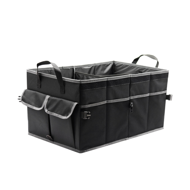 Dvojoddielový organizér do batožinového priestoru auta, veľká kapacita 63 L, čierny 600D polyester, s vekom