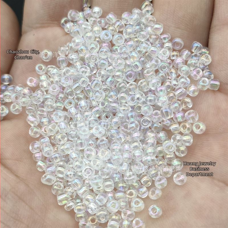 Priehľadné sklenené semenové korálky, 4 mm, na DIY náramky a sponky do vlasov
