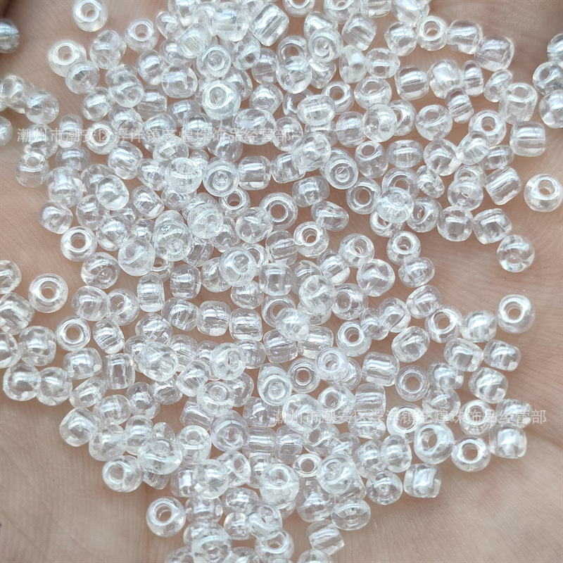 Priehľadné sklenené semenové korálky, 4 mm, na DIY náramky a sponky do vlasov