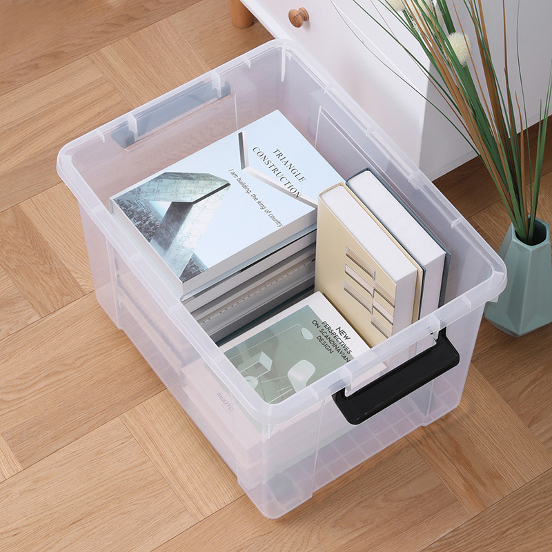 Priehľadná plastová krabica na domáce použitie na usporiadanie oblečenia a hračiek, prenosný organizér, 20-30 l, rozmery 415x290x250 mm