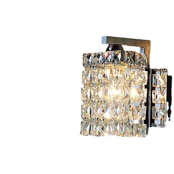 Kryštálová nástenná lampa s jednou hlavou, kreatívny minimalistický moderný dizajn, zlatý lesk s efektom zrkadla, do spálne, obývačky a chodby
