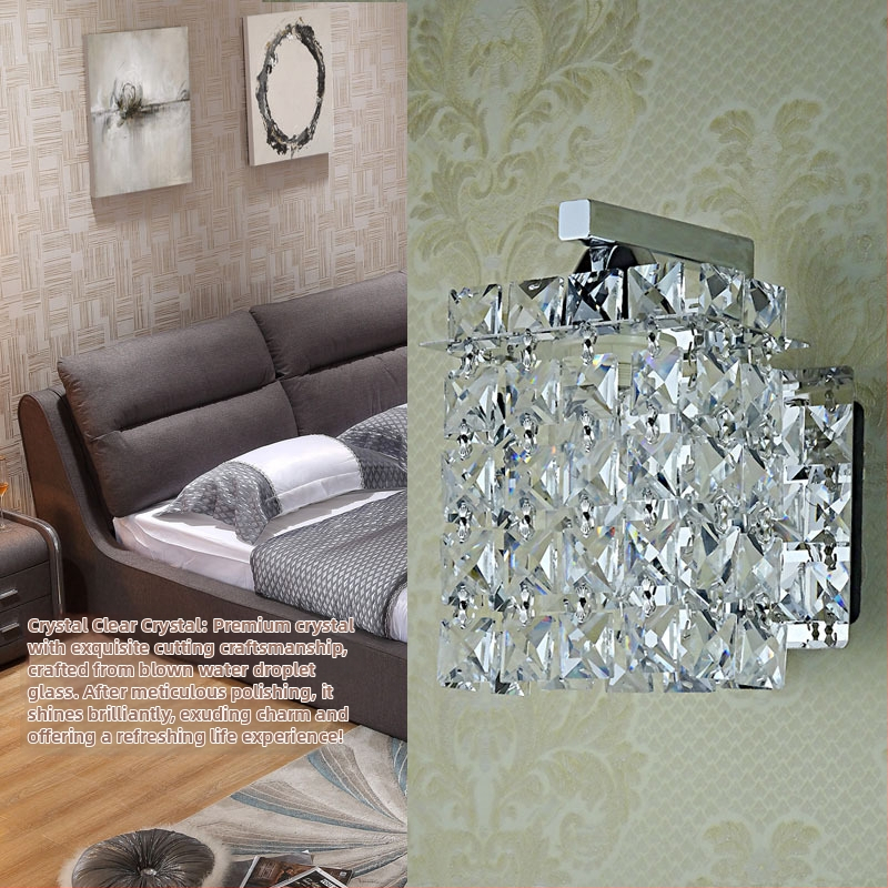 Kryštálová nástenná lampa s jednou hlavou, kreatívny minimalistický moderný dizajn, zlatý lesk s efektom zrkadla, do spálne, obývačky a chodby