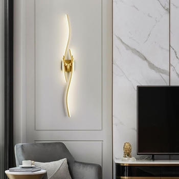 LED nástenná lampa s minimalistickým líniovým dizajnom, dlhý pásik pre modernú obývaciu izbu, na pozadie steny a nočné osvetlenie
