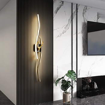 LED nástenná lampa s minimalistickým líniovým dizajnom, dlhý pásik pre modernú obývaciu izbu, na pozadie steny a nočné osvetlenie