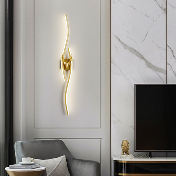 LED nástenná lampa s minimalistickým líniovým dizajnom, dlhý pásik pre modernú obývaciu izbu, na pozadie steny a nočné osvetlenie