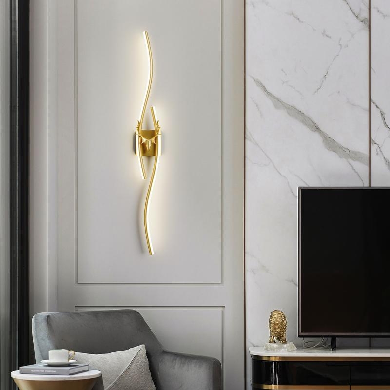 LED nástenná lampa s minimalistickým líniovým dizajnom, dlhý pásik pre modernú obývaciu izbu, na pozadie steny a nočné osvetlenie