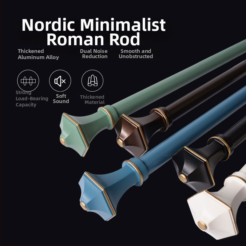 Hliníková zliatina závesová dráha, modro-zelená zosilnená rímska tyč, nordicko-stredomorský minimalistický balkónový výklenok