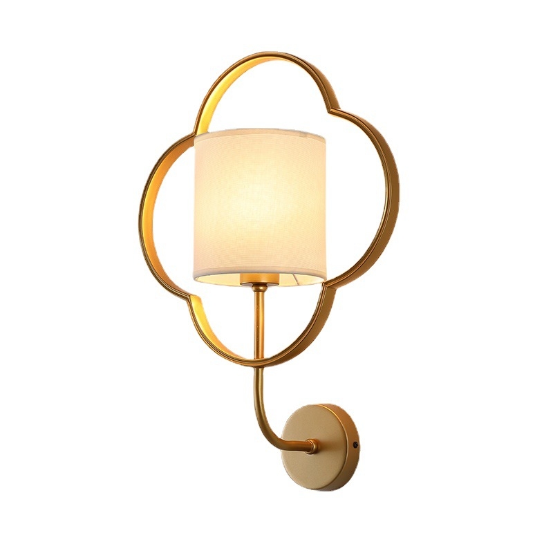 Nástenná lampa v novokínskom štýle, moderný minimalistický dizajn, látkové tienidlo, kovové telo, 220V, 130×200 mm