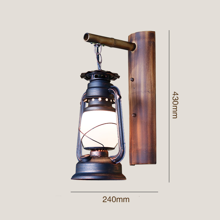Stenová lampa v americkom vidieckom retro štýle z kovu, vhodná do chodby, schodiska a spálne.