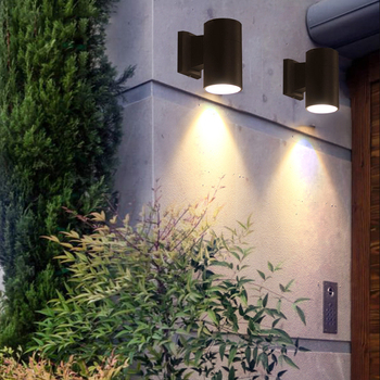 Hliníková kruhová vonkajšia stena svietidlo s dvoma hlavami, IP65, COB LED, 2 LED, 3000/4000/6000K