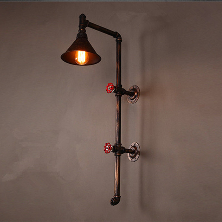 Americká retro barová nástenná lampa v priemyselnom štýle s kovovými rúrami
