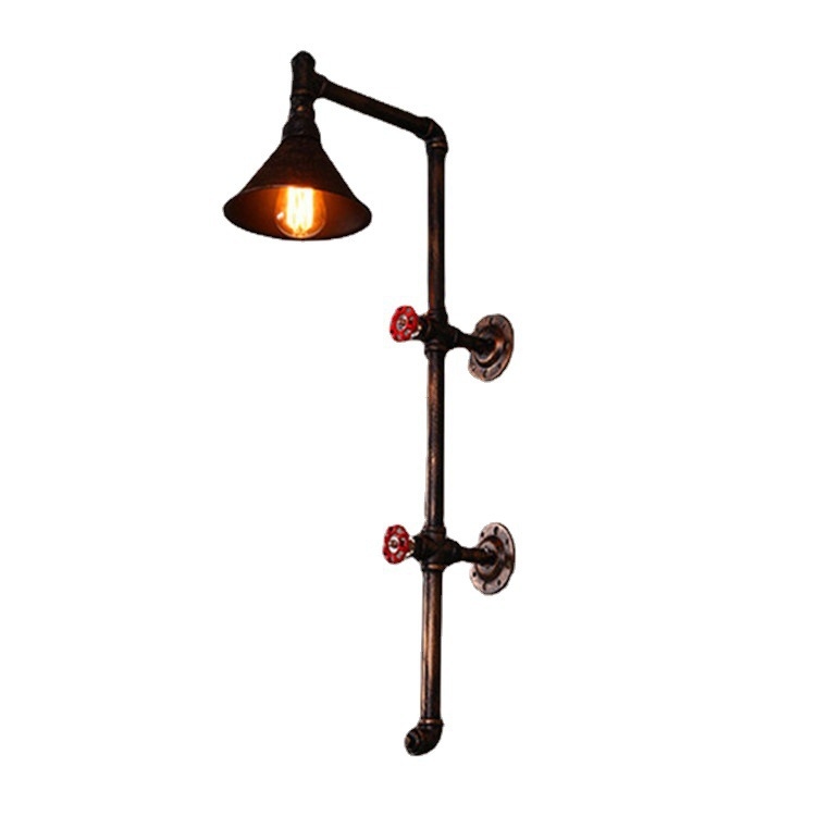 Americká retro barová nástenná lampa v priemyselnom štýle s kovovými rúrami