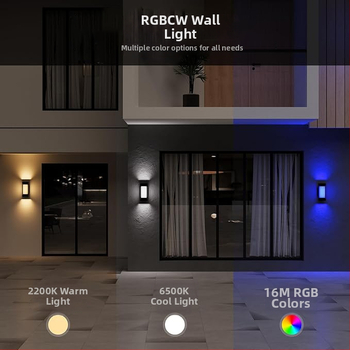 Vonkajšia stenová lampa, vodotesný LED, pre dvory a schody, ovládateľná cez aplikáciu, stmievateľná