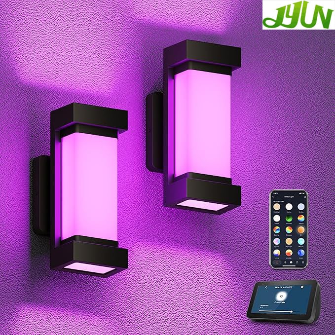 Vonkajšia stenová lampa, vodotesný LED, pre dvory a schody, ovládateľná cez aplikáciu, stmievateľná