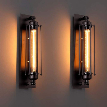 Nástenné svietidlo v tvare flaute - retro americký priemyselný LOFT štýl, kov Edison