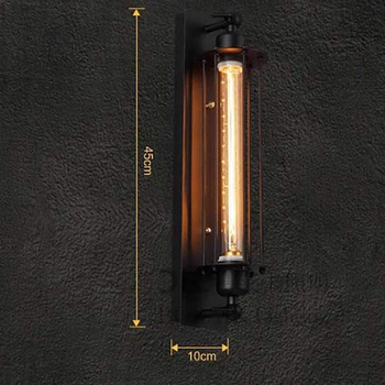 Nástenné svietidlo v tvare flaute - retro americký priemyselný LOFT štýl, kov Edison