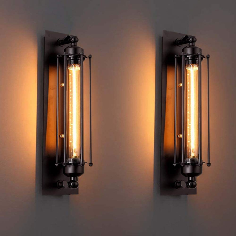 Nástenné svietidlo v tvare flaute - retro americký priemyselný LOFT štýl, kov Edison