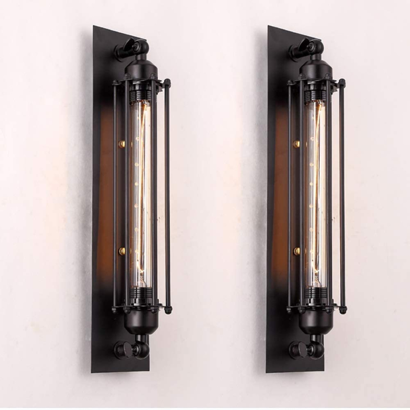 Nástenné svietidlo v tvare flaute - retro americký priemyselný LOFT štýl, kov Edison