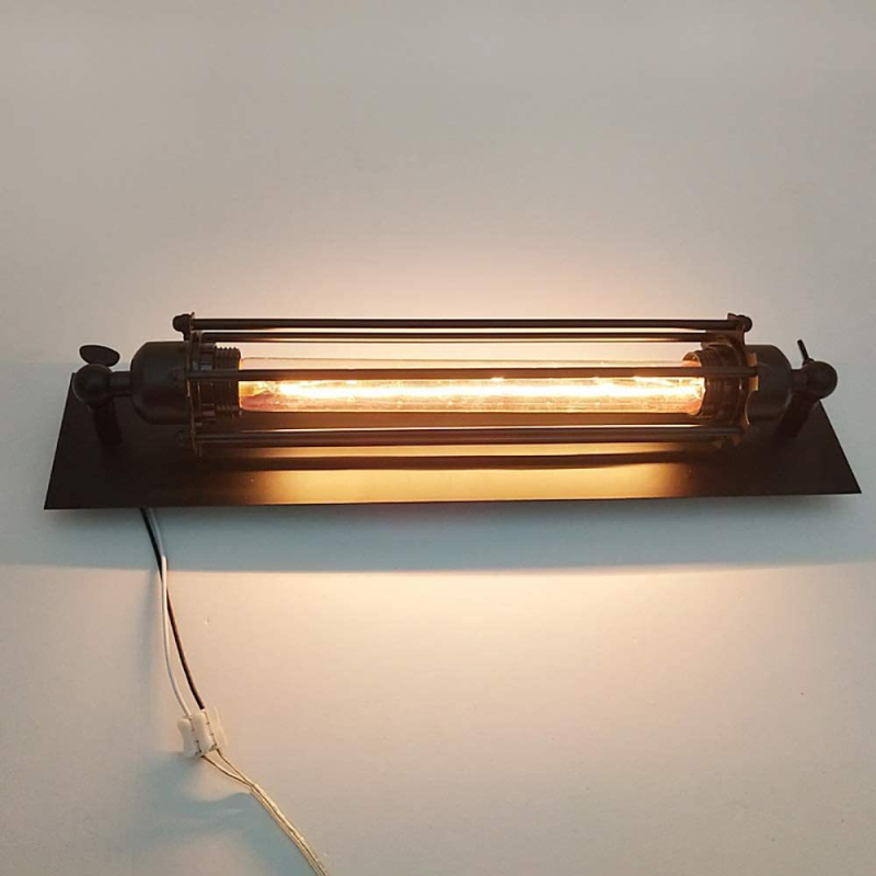 Nástenné svietidlo v tvare flaute - retro americký priemyselný LOFT štýl, kov Edison