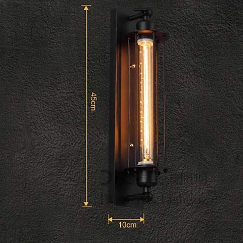 Nástenné svietidlo v tvare flaute - retro americký priemyselný LOFT štýl, kov Edison