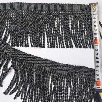 Nový závesový doplnok — čipkovaný strapec, stočený strapec, 12 cm dlhý, na závesy a okraj pohovky, z polyesterovej priadze