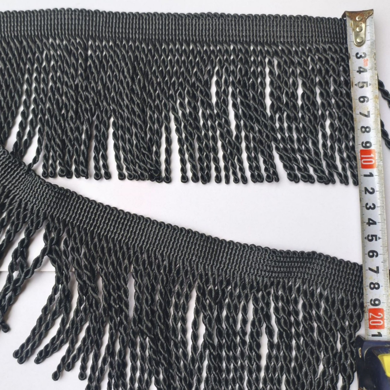 Nový závesový doplnok — čipkovaný strapec, stočený strapec, 12 cm dlhý, na závesy a okraj pohovky, z polyesterovej priadze