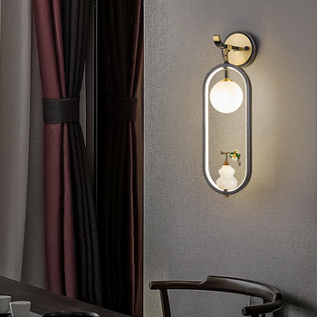 Nová čínskeho štýlu meďová stenová lampa pre spálňu, chodbu a obývačku – zenové osvetlenie pre pozadie televízora