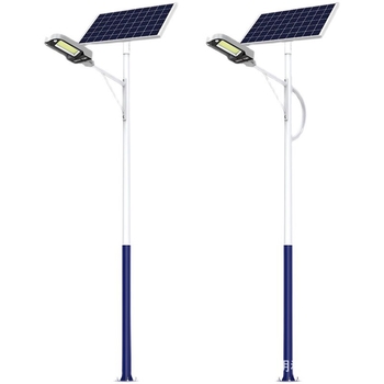 LED solárna uličná lampa s integrovaným vonkajším nástenným svietidlom, nepremokavé cestné osvetlenie, výška 6 m, dedinská záhradná lampa
