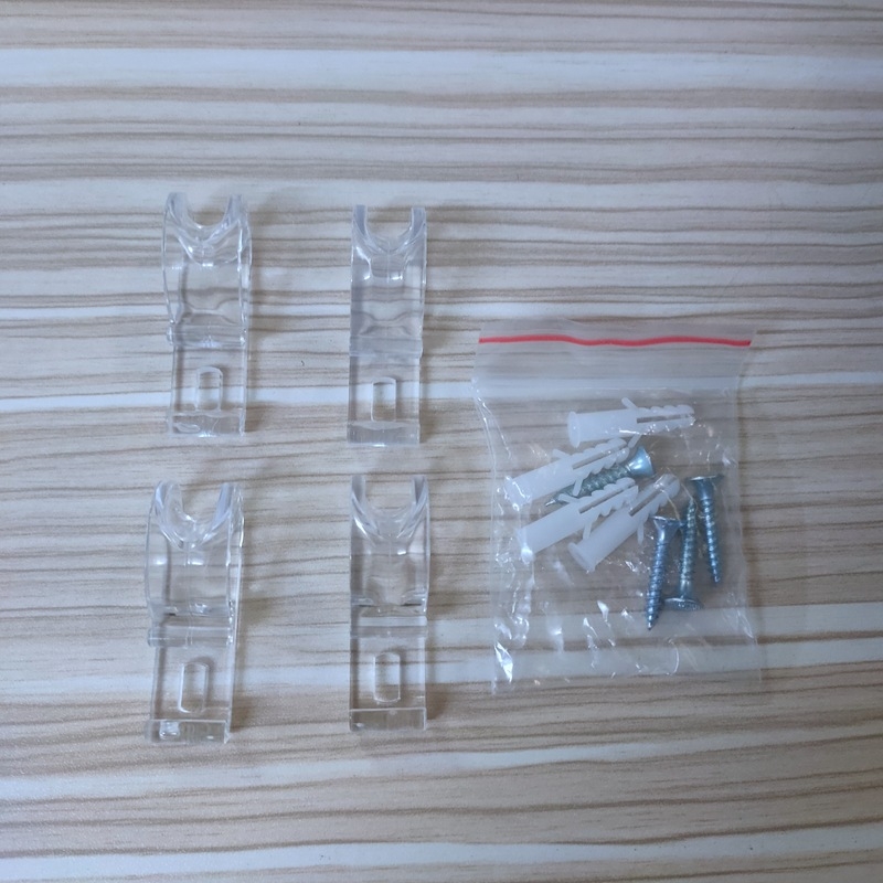 50 mm kryštálový upevňovací hák so skrutkou a rozperkou – príslušenstvo k závesom, POM, priehľadné