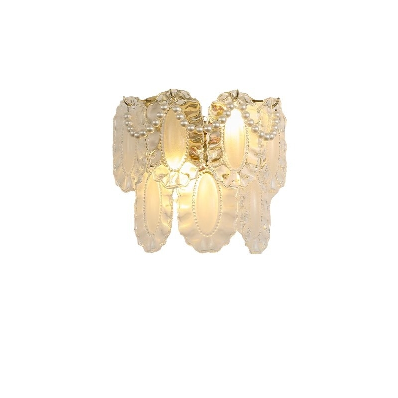 Staklena zidna lampa za spavaću sobu, talijanski vintage stil, kristalni detalji, minimalističko LED unutarnje osvjetljenje