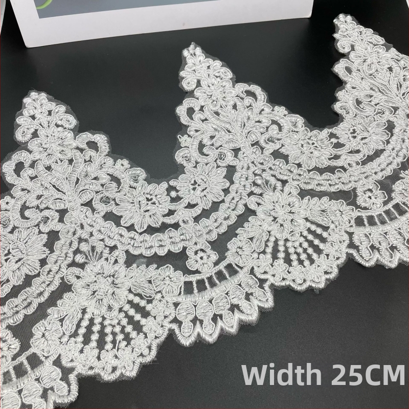 Vyšívaná čipka so flitrami pre svadobný závoj, materiály na DIY projekty a látky na záclony