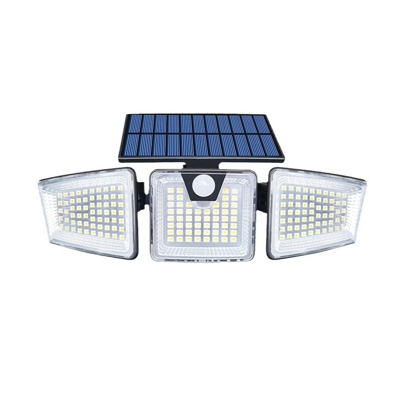 Solarna LED zidna svjetiljka s tri glave i senzorom pokreta za vanjski dvorište, IP65, 5.5W