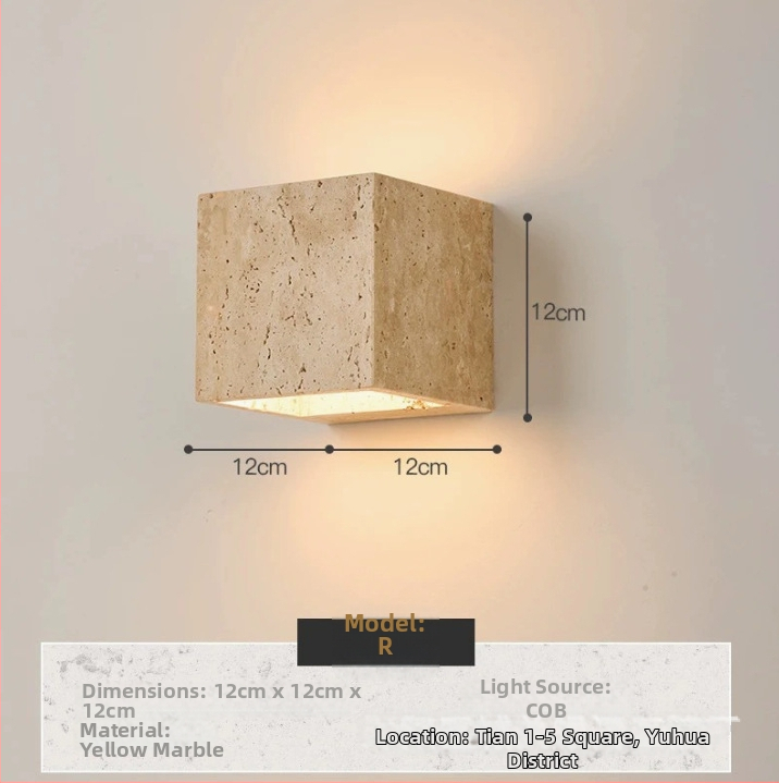 Prírodný travertínový nástenný svietidlo, štýl Wabi-Sabi, vonkajšia vodeodolná záhradná lampa, minimalistický nástenný doplnok do obývačky, osvetlenie hore-dole