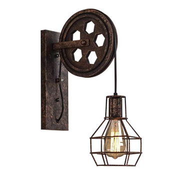 Kovana željezna zidna lampa u retro industrijskom stilu, prilagodljiv mehanizam dizanja s kolutnim pogonom, LED unutarnja rasvjeta za spavaću sobu i hodnik