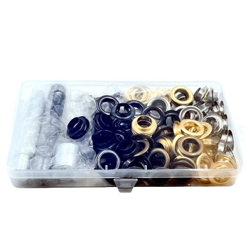 Set alata za ugradnju bakrenih metalnih očiju promjera unutarnjeg 12 mm, 100 setova, 4 boje; pogodno za tende, torbe, zavjese, sjenila mrežu i tarpaulin