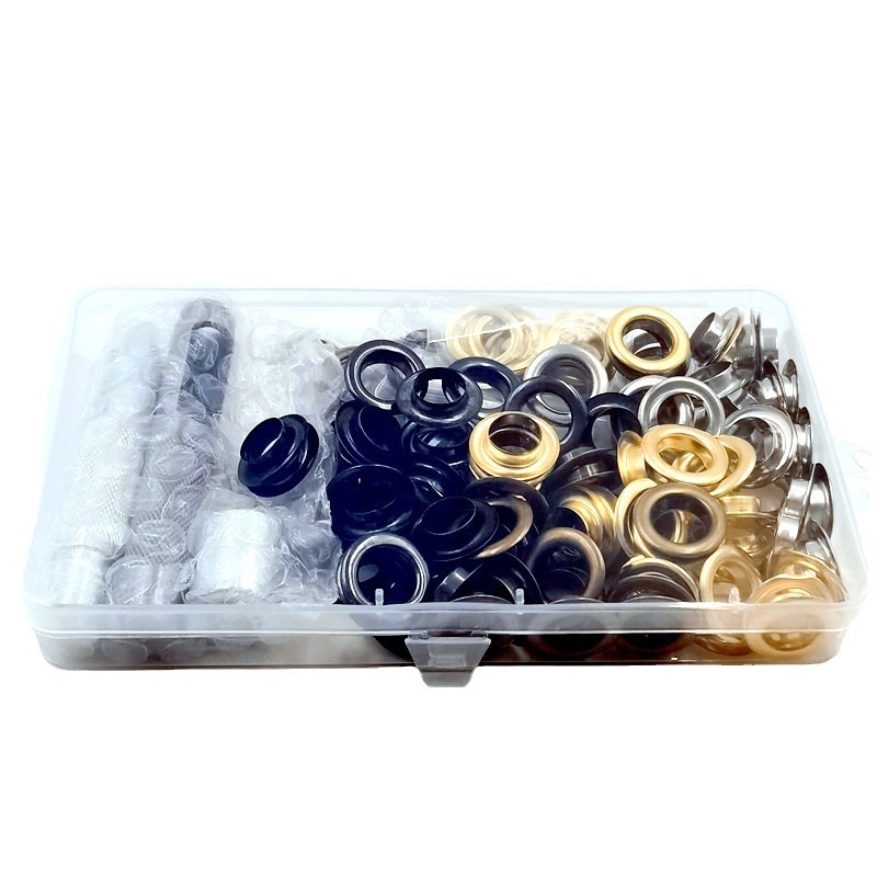 Set alata za ugradnju bakrenih metalnih očiju promjera unutarnjeg 12 mm, 100 setova, 4 boje; pogodno za tende, torbe, zavjese, sjenila mrežu i tarpaulin