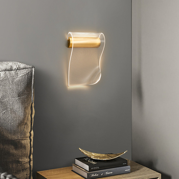LED zidna lampa s akrilnim sjenilom, metalno tijelo, jednostavan modern stil za dnevni boravak, spavaću sobu i hodnik