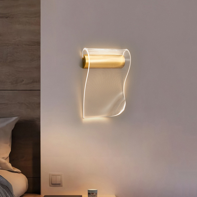 LED zidna lampa s akrilnim sjenilom, metalno tijelo, jednostavan modern stil za dnevni boravak, spavaću sobu i hodnik