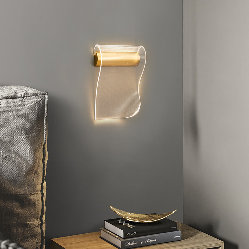 LED zidna lampa s akrilnim sjenilom, metalno tijelo, jednostavan modern stil za dnevni boravak, spavaću sobu i hodnik