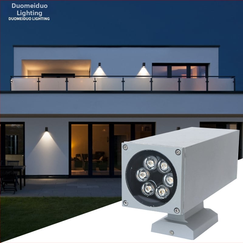 LED kvadratna vanjska zidna svjetiljka s usponom i silaznim svjetlom, dvostruka glava, IP65, pogodna za hodnike