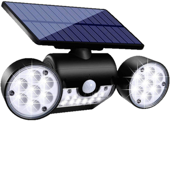 Vanjska solarna zidna svjetiljka s dvostrukom glavom, rotirajuća, senzor