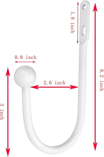Bijeli dodaci za zavjese, kuka od aluminijske legure, velika zakrivljena kuka, 16 cm