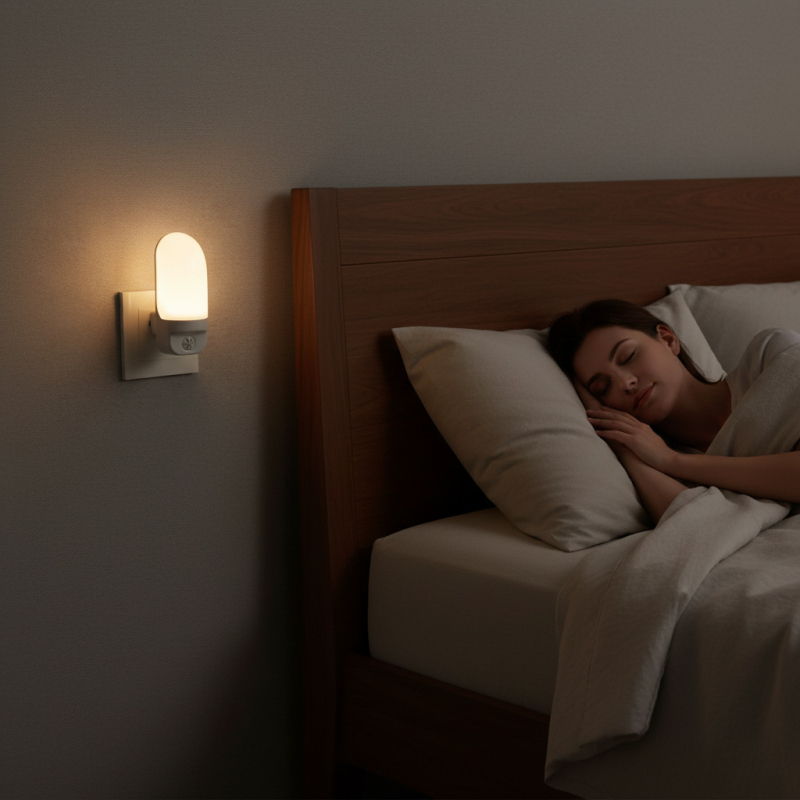 Prilagođena LED noćna lampa sa senzorom, zidna lampa za spavaću sobu, napajanje iz utičnice, EU/UK/AU/US standardi