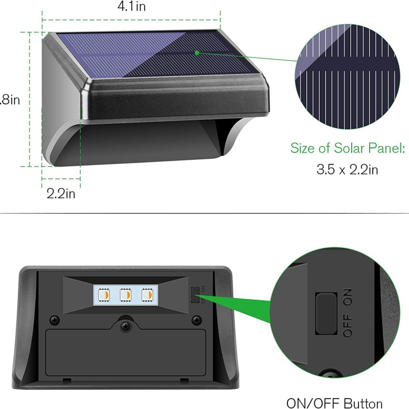 Solarna zidna lampa za vanjsko osvjetljenje krajolika, LED, gradijent boja, IP44