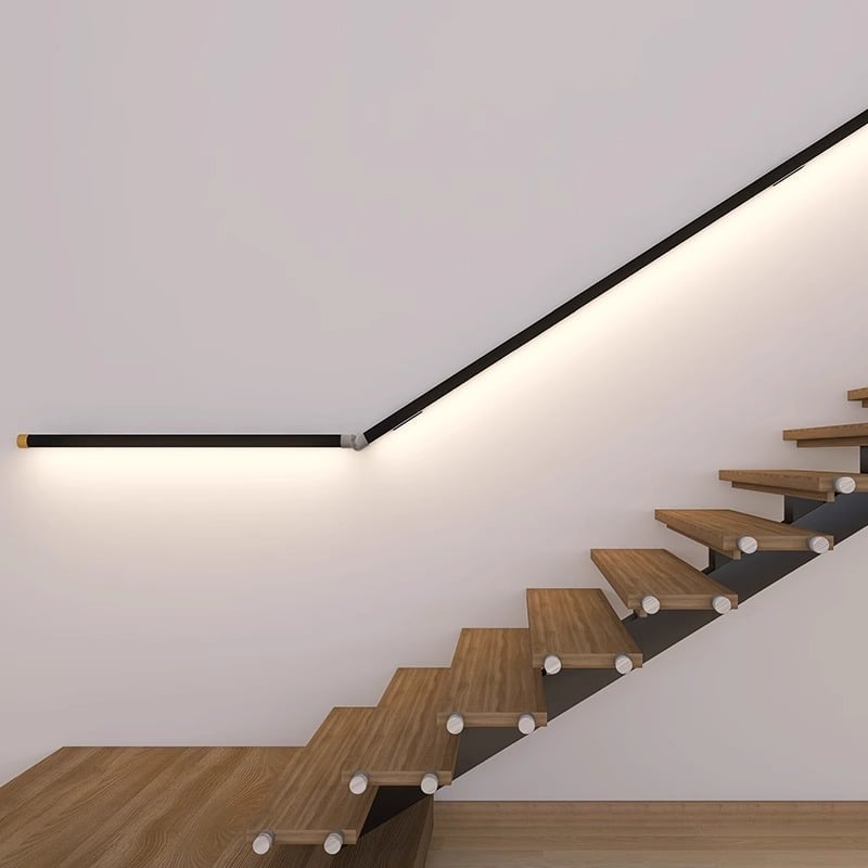 Minimalistička zidna svjetiljka uz stepenice, bočno ugrađena na rukohvat, LED svjetlo s senzorom pokreta za hodnik