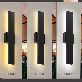 LED vanjska zidna svjetiljka s pozadinskim osvjetljenjem, s promjenjivim intenzitetom, pravokutna, Wi‑Fi i Bluetooth, prilagodljiva za hodnik i dvorište